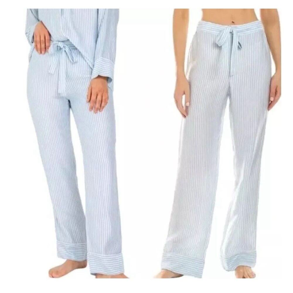 Ettitude Bamboo Sateen Pajama Pants Starlight Blue Stripes Sz M NEW
